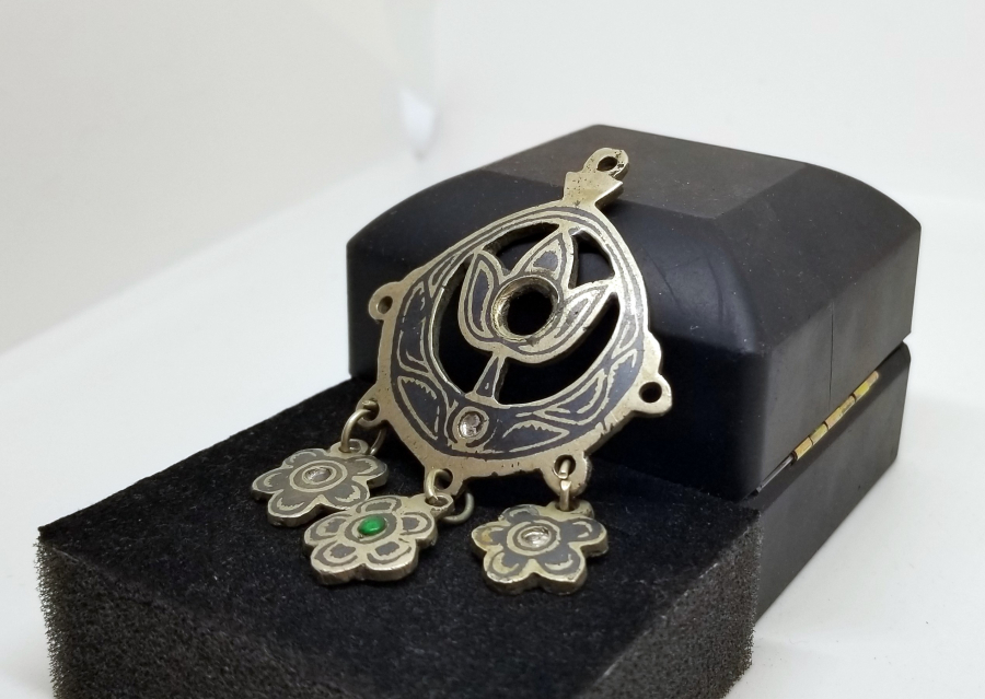 ÜZERİ LALE FİGÜRLÜ OSMANLI DÖNEMİ SAVATLI KOLYE