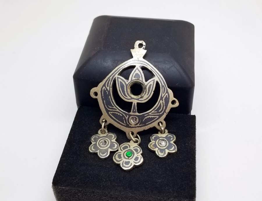 ÜZERİ LALE FİGÜRLÜ OSMANLI DÖNEMİ SAVATLI KOLYE