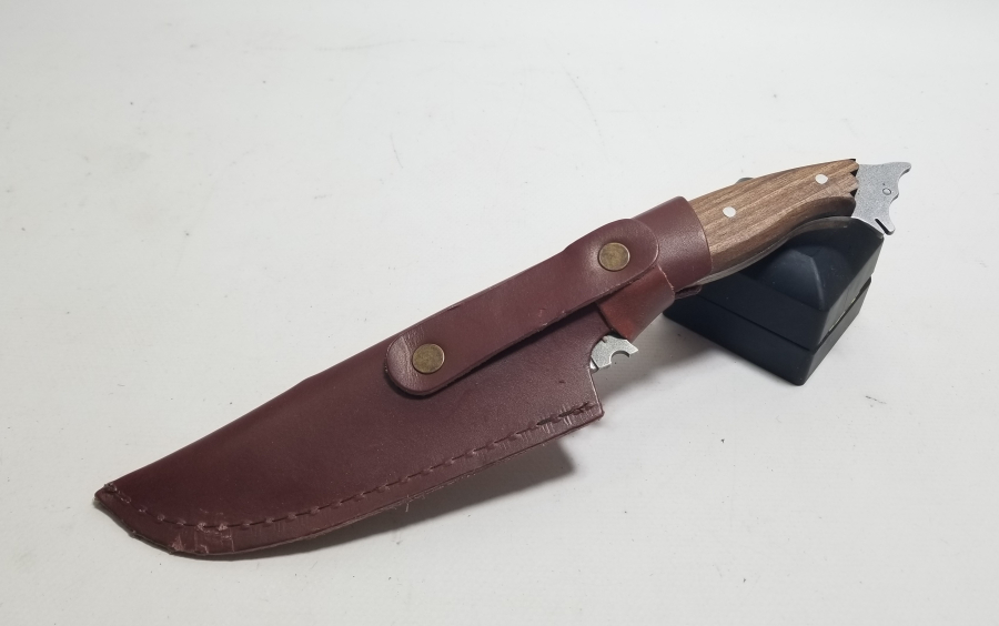 BÜYÜK BOY AHŞAP SAPLI VE KURT BAŞLI KAMPÇI BIÇAĞI