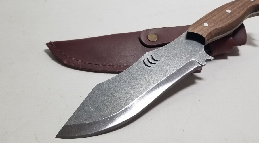 BÜYÜK BOY AHŞAP SAPLI VE KURT BAŞLI KAMPÇI BIÇAĞI