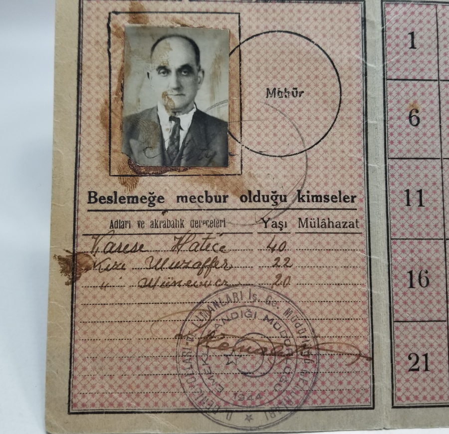 2. DÜNYA SAVAŞI DÖNEMİ NADİR EKMEK KARNESİ