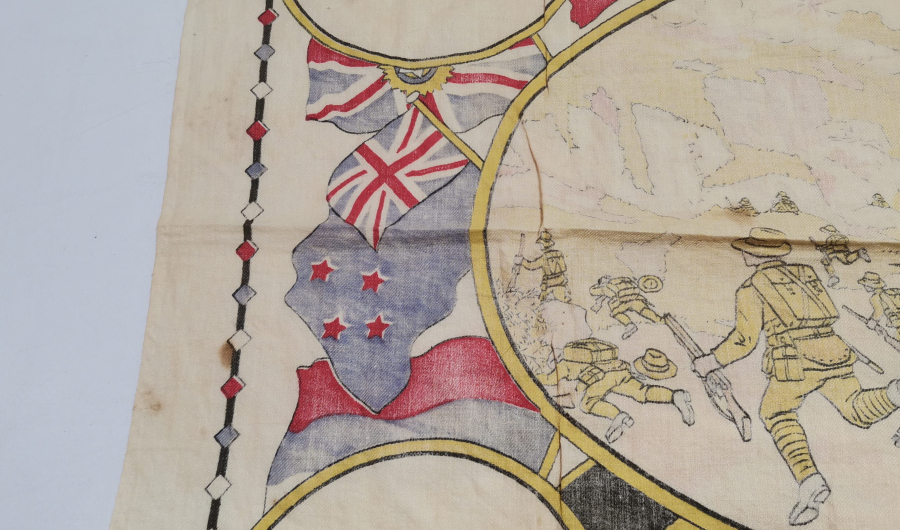 1. DÜNYA SAVAŞI DÖNEMİ ÇOK NADİR AVUSTRALYA VE YENİ ZELANDA HATIRA İPEK MENDİL