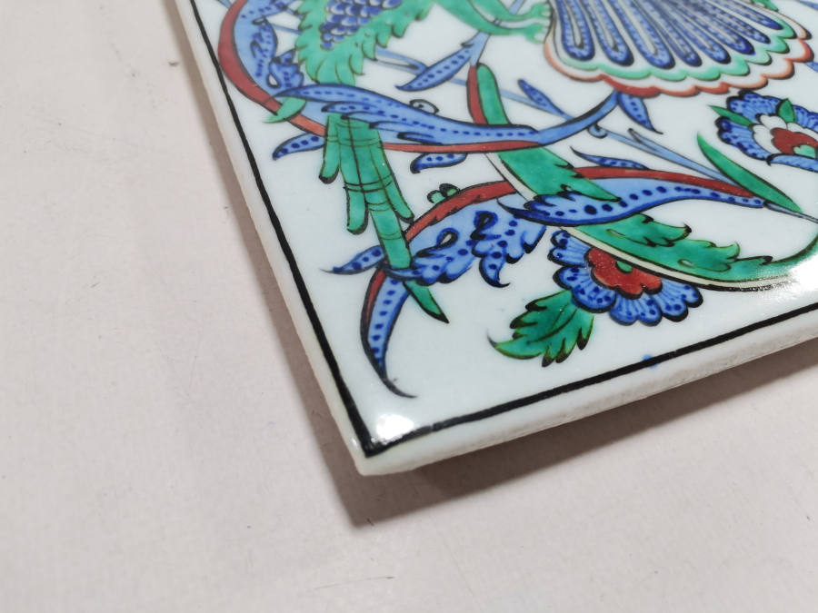 OSMANLICA USTA İMZALI ÇİTE KUMRULAR GÖRSELLİ KÜTAHYA SERAMİK PANO