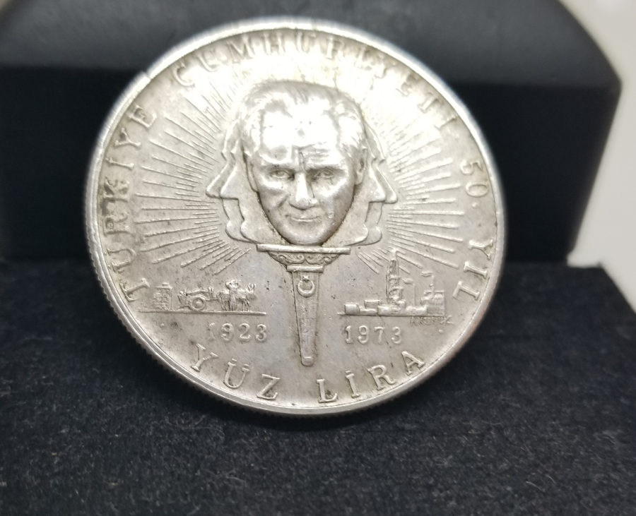 1973 CUMHURİYETİN 50. YILI GÜMÜŞ 100 LİRA HATIRA PARA