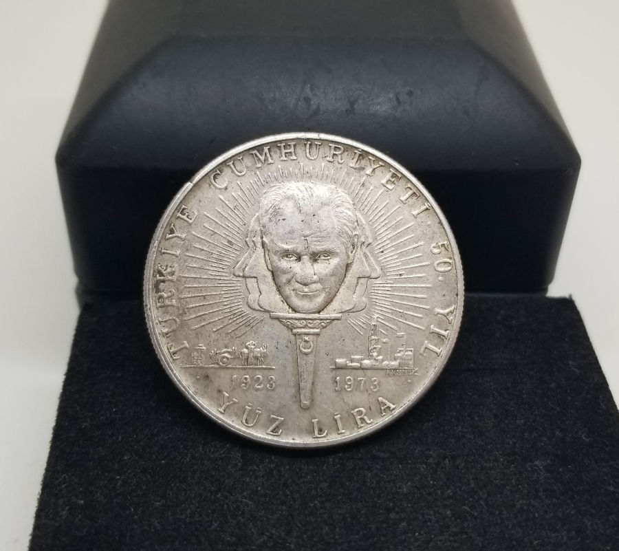 1973 CUMHURİYETİN 50. YILI GÜMÜŞ 100 LİRA HATIRA PARA