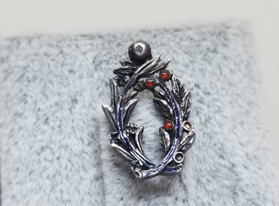 ÜZERİ MİNE İŞÇİLİKLİ ANTİKA GÜMÜŞ MADALYA PARÇASI