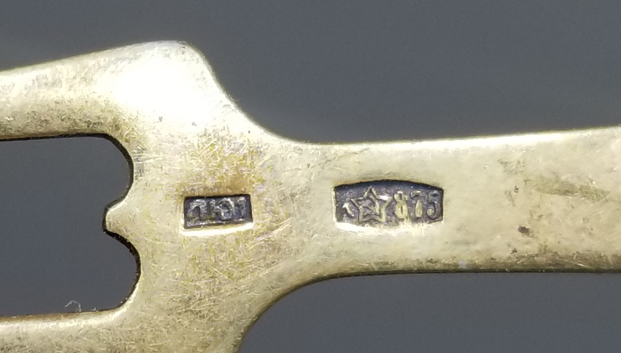 ORAK ÇEKİÇ DAMGALI ANTİKA MİNELİ RUS GÜMÜŞ PEYNİR ÇATALI