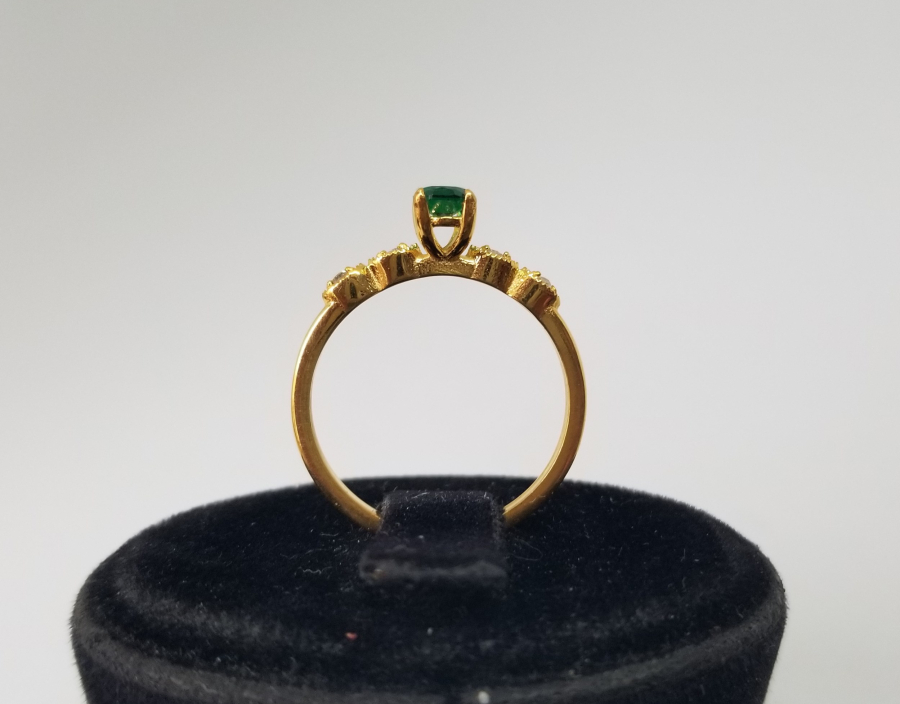 ZÜMRÜT VE ELMAS TAŞLI ALTIN KAPLAMA ÖZEL YAPIM YÜZÜK