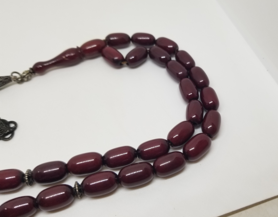 ESKİ PARÇADAN YAPILMIŞ USTA İŞİ GÜMÜŞ PÜSKÜLLÜ ALMAN TESPİH