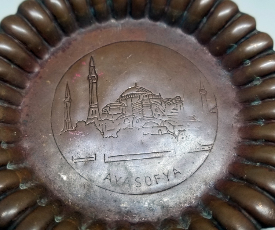 AYASOFYA CAMİİ GÖRSELLİ ANTİKA KAHVE TEPSİSİ