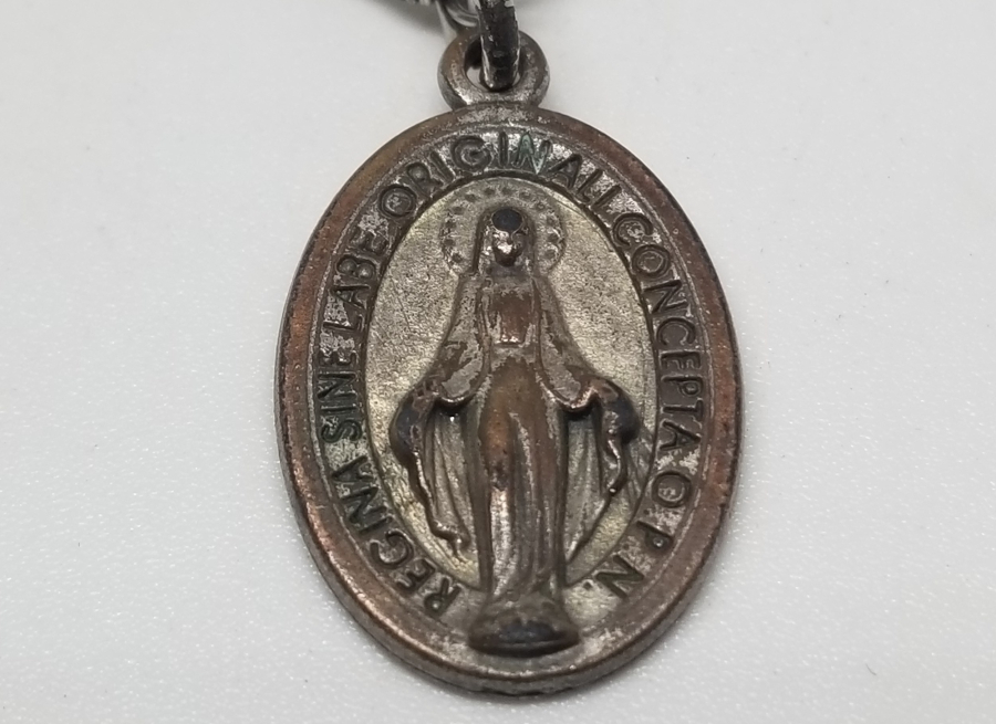 GÜMÜŞ ZİNCİRLİ ANTİKA VAFTİZ KOLYESİ