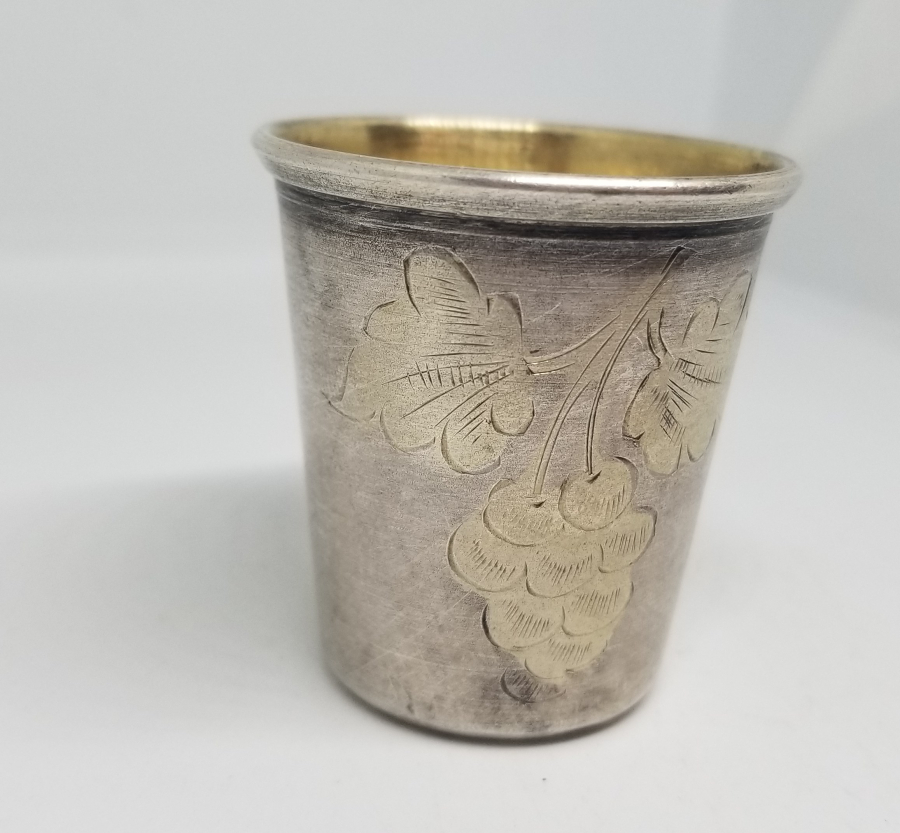 ÜZERİ ALTIN VERMEYLİ ANTİKA GÜMÜŞ LİKÖR BARDAĞI