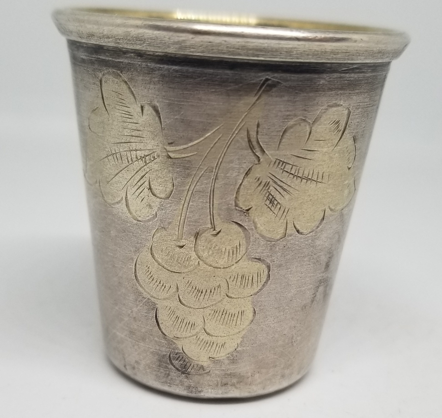 ÜZERİ ALTIN VERMEYLİ ANTİKA GÜMÜŞ LİKÖR BARDAĞI