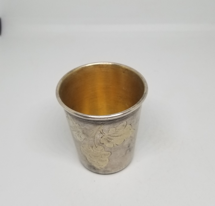 ÜZERİ ALTIN VERMEYLİ ANTİKA GÜMÜŞ LİKÖR BARDAĞI