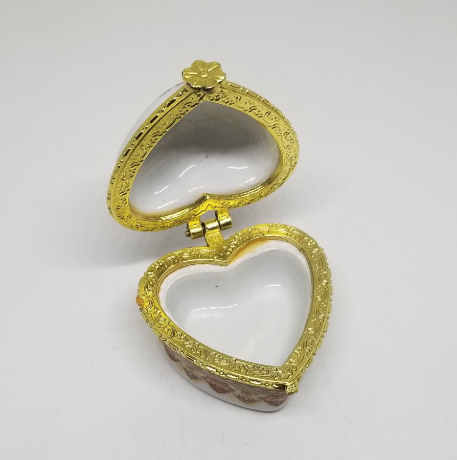 ÜZERİ YAZILI ANTİKA PORSELEN MÜCEVHER KUTUSU