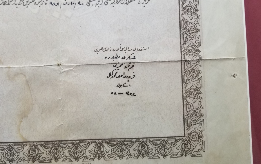 OSMANLICA İSTİKLAL MADALYASI BERATI