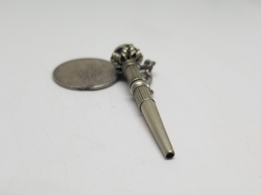 ÜZERİ DOĞAL TAŞLI OSMANLI DÖNEMİ NADİR GÜMÜŞ CEP SAATİ KURMA ANAHTARI