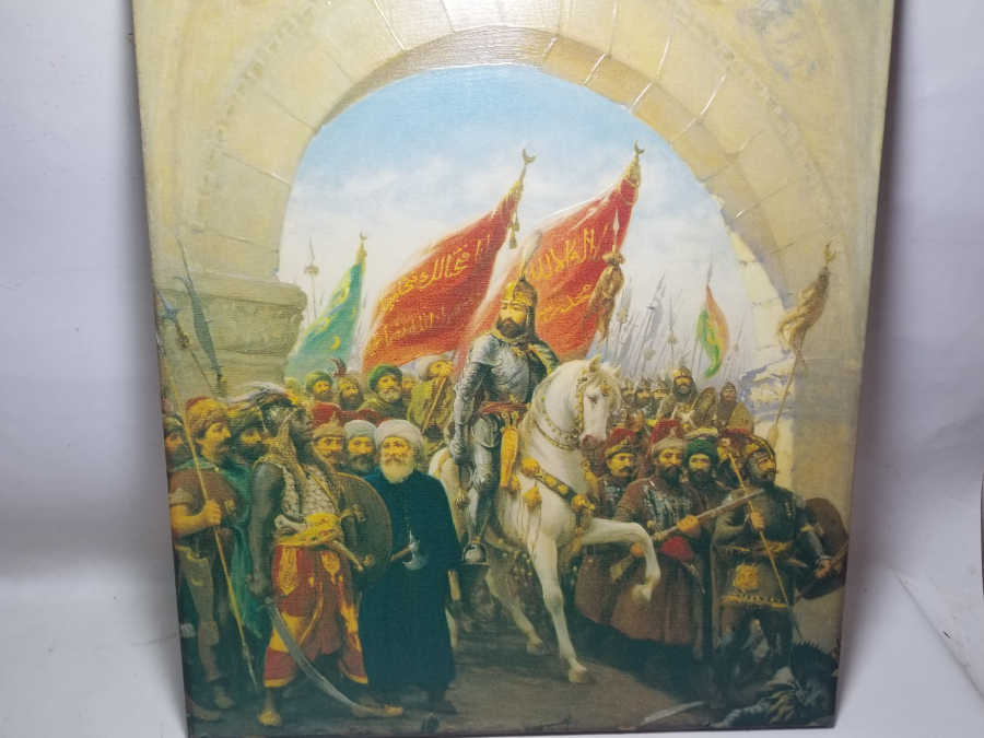 FATİH SULTAN MEHMED HAN'IN İSTANBUL'A GİRİŞİ KONULU TUVAL ÜZERİ YAĞLI BOYA TABLO
