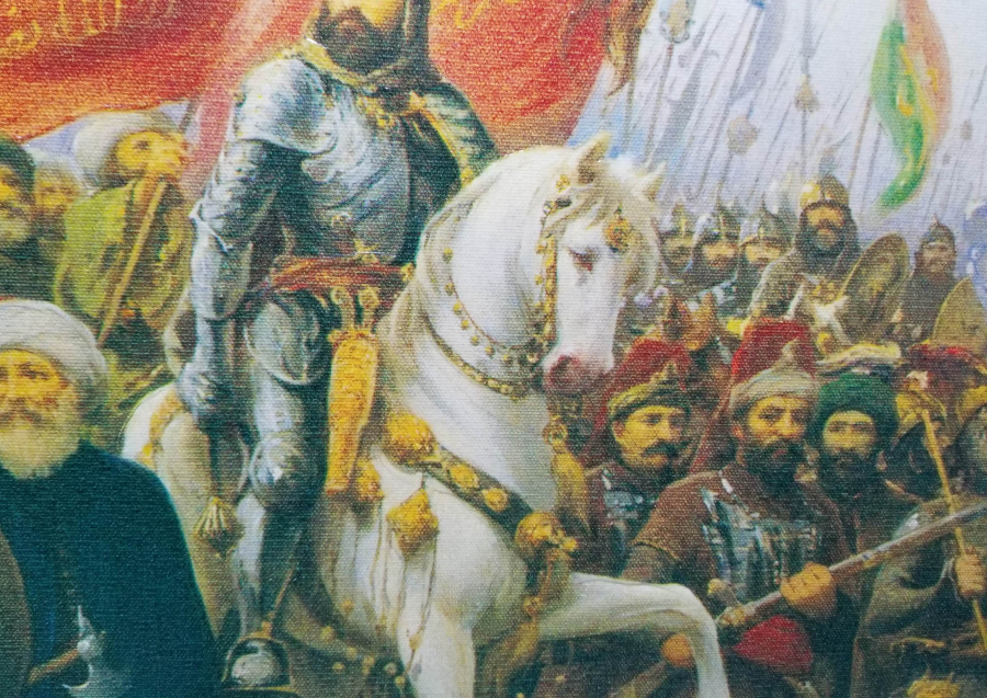 FATİH SULTAN MEHMED HAN'IN İSTANBUL'A GİRİŞİ KONULU TUVAL ÜZERİ YAĞLI BOYA TABLO