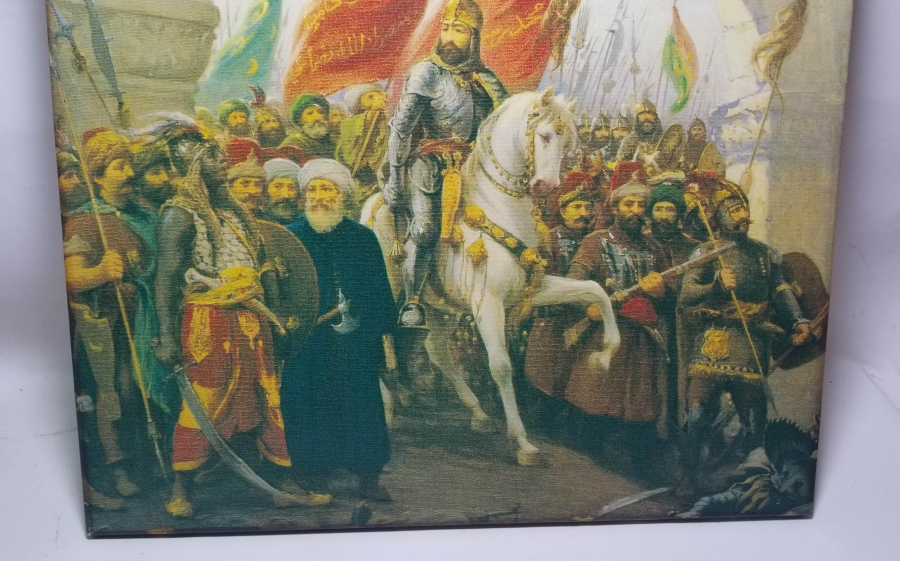 FATİH SULTAN MEHMED HAN'IN İSTANBUL'A GİRİŞİ KONULU TUVAL ÜZERİ YAĞLI BOYA TABLO