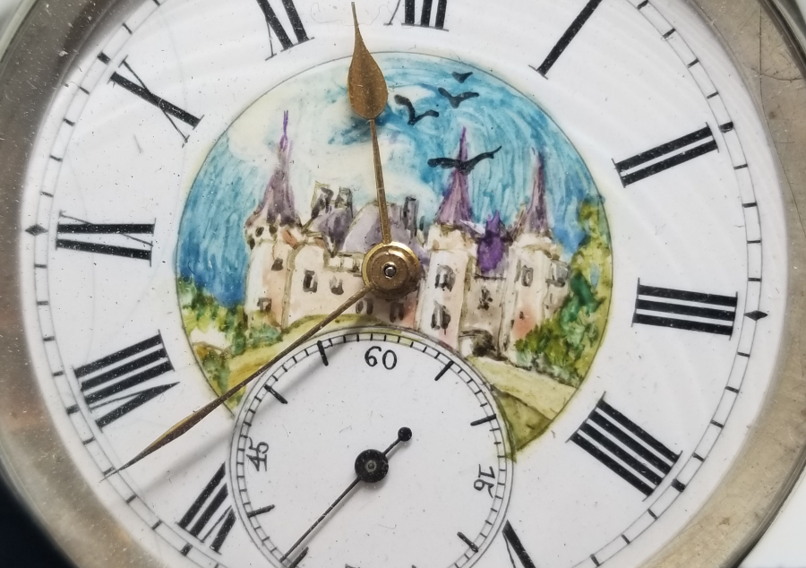 EL BOYAMA KADRANLI GÜMÜŞ KASA İNGİLİZ CEP SAATİ