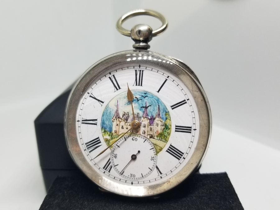 EL BOYAMA KADRANLI GÜMÜŞ KASA İNGİLİZ CEP SAATİ