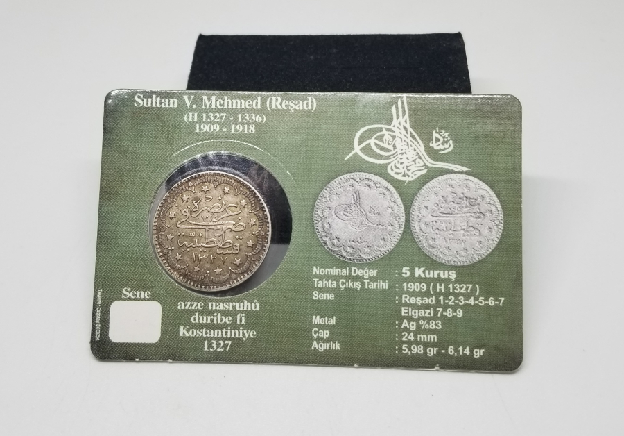 SULTAN MEHMET REŞAT HAN DÖNEMİ GÜMÜŞ 5 KURUŞ MECİDİYE