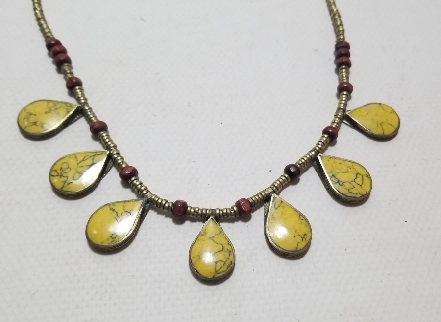 ÜZERİ DOĞAL TAŞLARLA SÜSLÜ TAMAMI EL YAPIMI TÜRKMEN İŞİ ANTİKA GERDANLIK