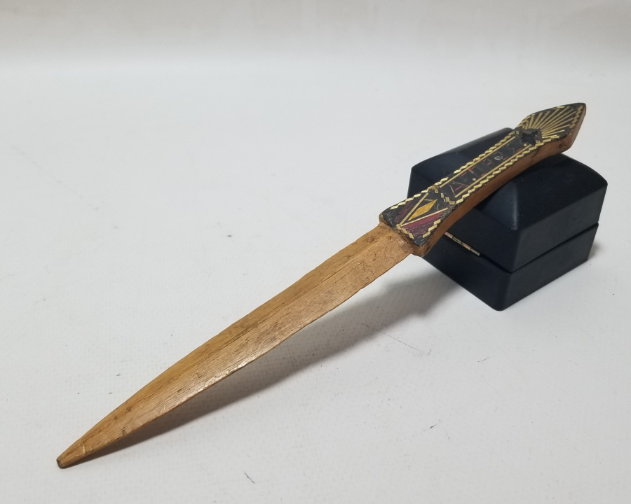 ÜZERİ RUMCA YAZILI OSMANLI DÖNEMİ AHŞAP ZARF AÇACAĞI