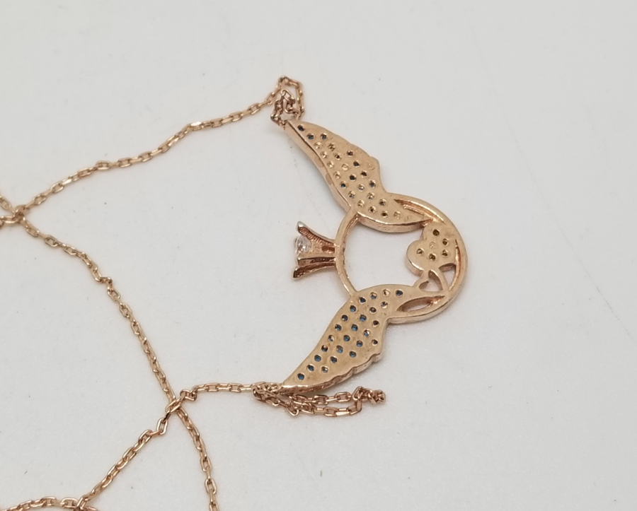 ALTIN KAPLAMA TEKTAŞ FORMLU GÜMÜŞ KOLYE UCU