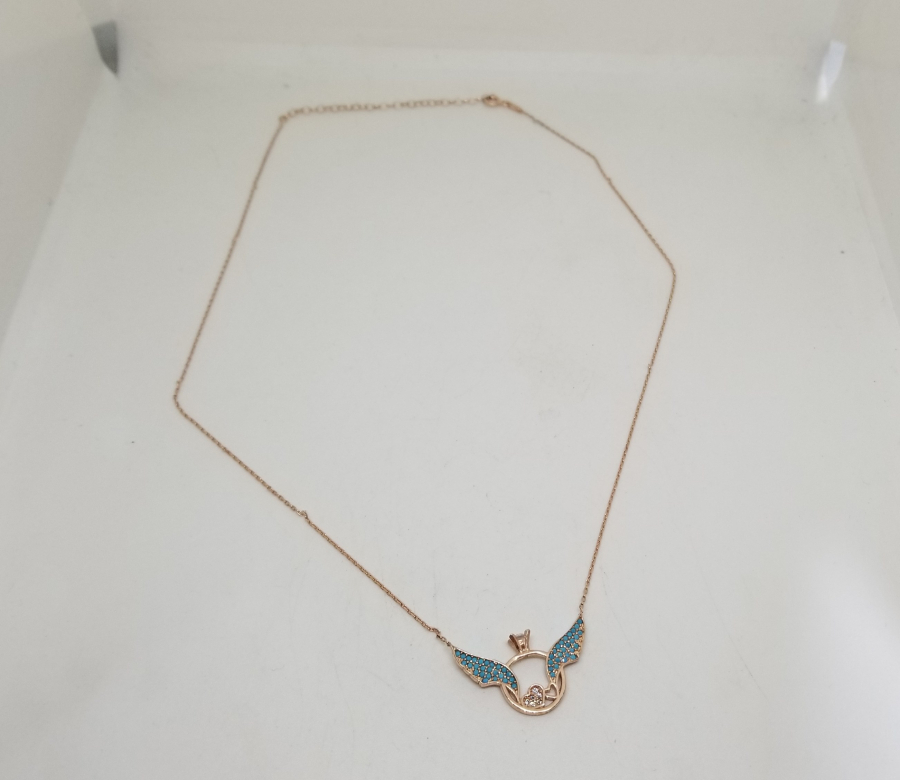 ALTIN KAPLAMA TEKTAŞ FORMLU GÜMÜŞ KOLYE UCU