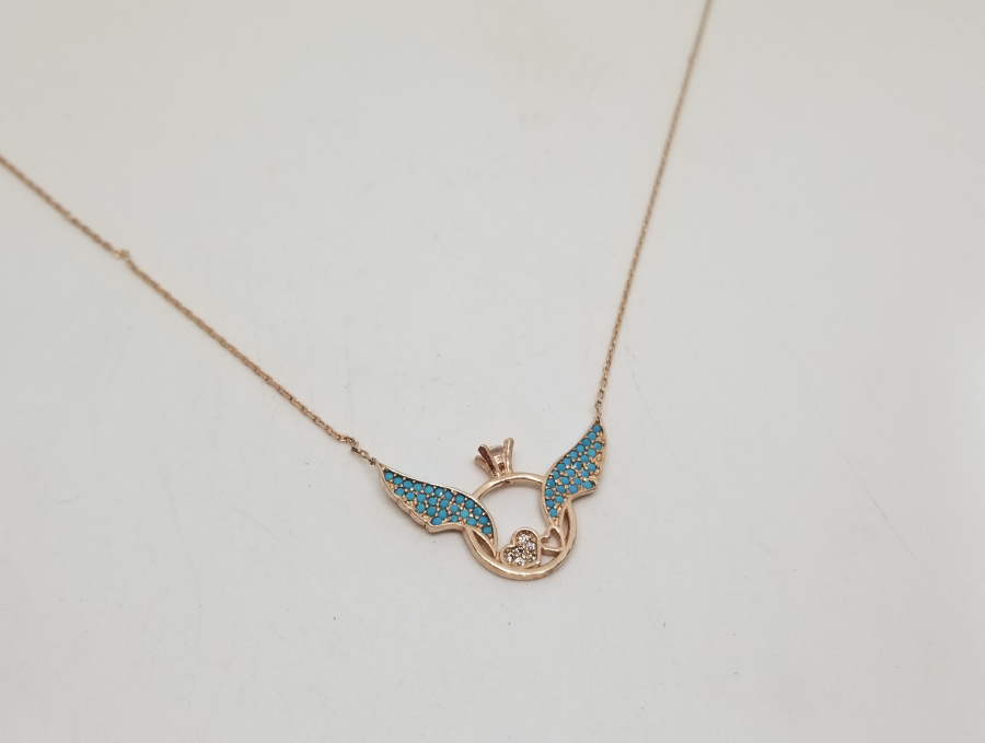 ALTIN KAPLAMA TEKTAŞ FORMLU GÜMÜŞ KOLYE UCU