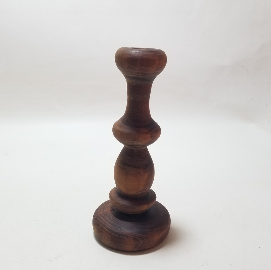 EL YAPIMI ANTİKA AHŞAP ŞAMDAN - MUMLUK