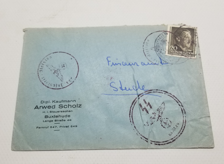 ÜZERİ NAZİ DAMGALI VE HİTLER PULLU 2. DÜNYA SAVAŞI ANTİKA MEKTUP ZARFI