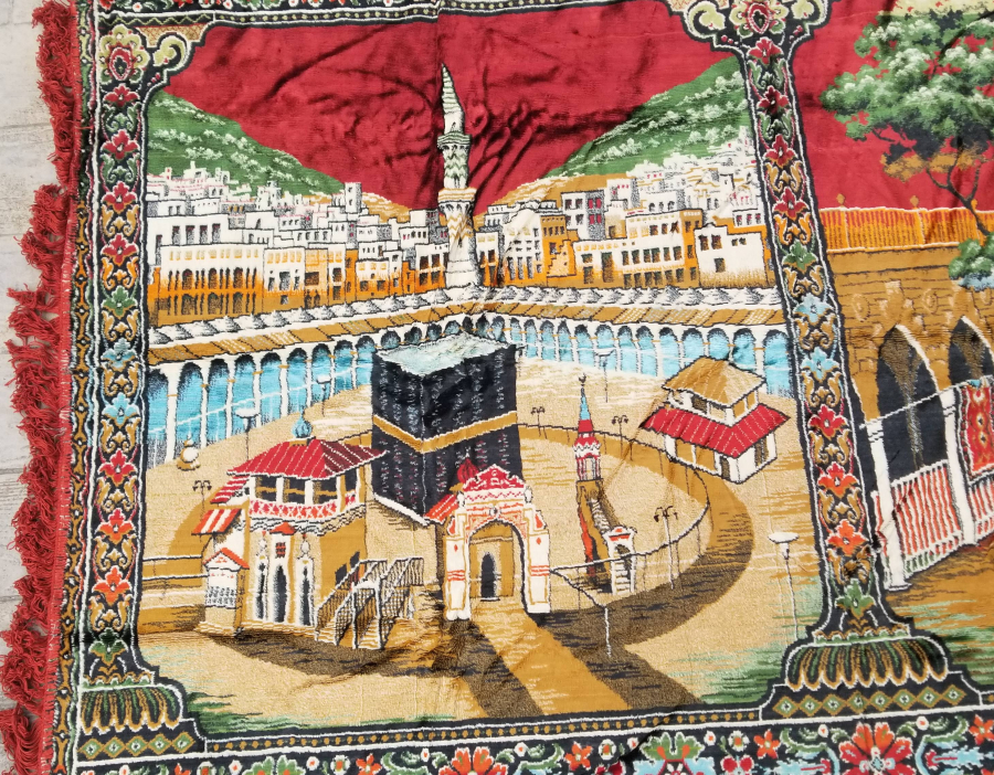 KABE-İ ŞERİF GÖRSELLİ ANTİKA İPEK FLOŞ DUVAR HALISI