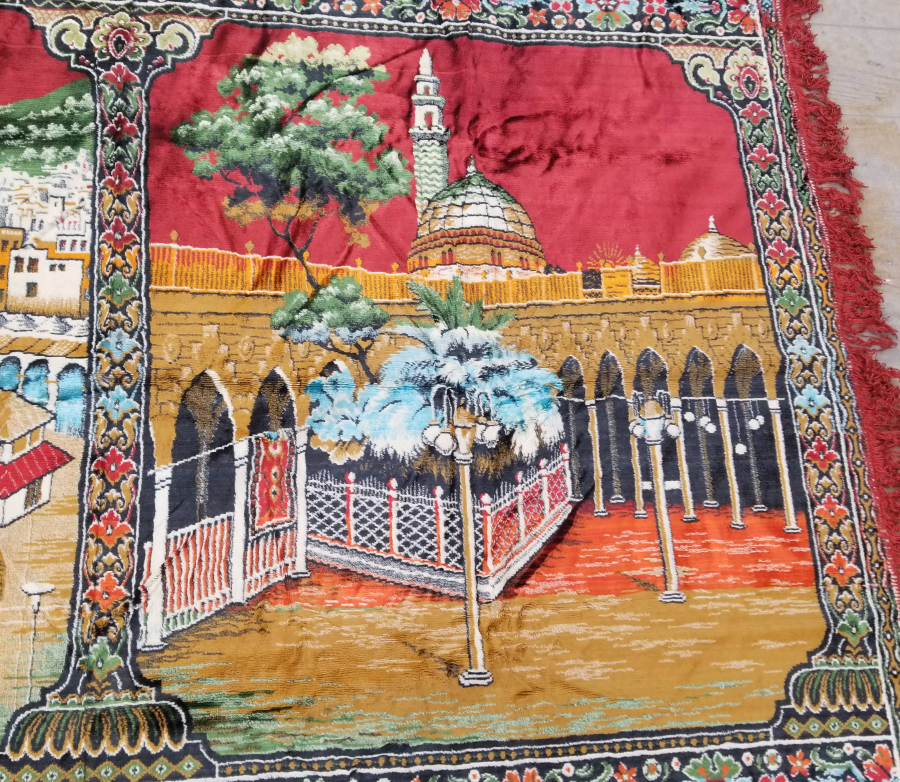 KABE-İ ŞERİF GÖRSELLİ ANTİKA İPEK FLOŞ DUVAR HALISI