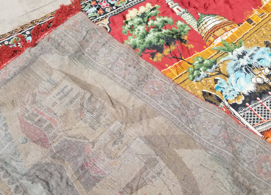 KABE-İ ŞERİF GÖRSELLİ ANTİKA İPEK FLOŞ DUVAR HALISI