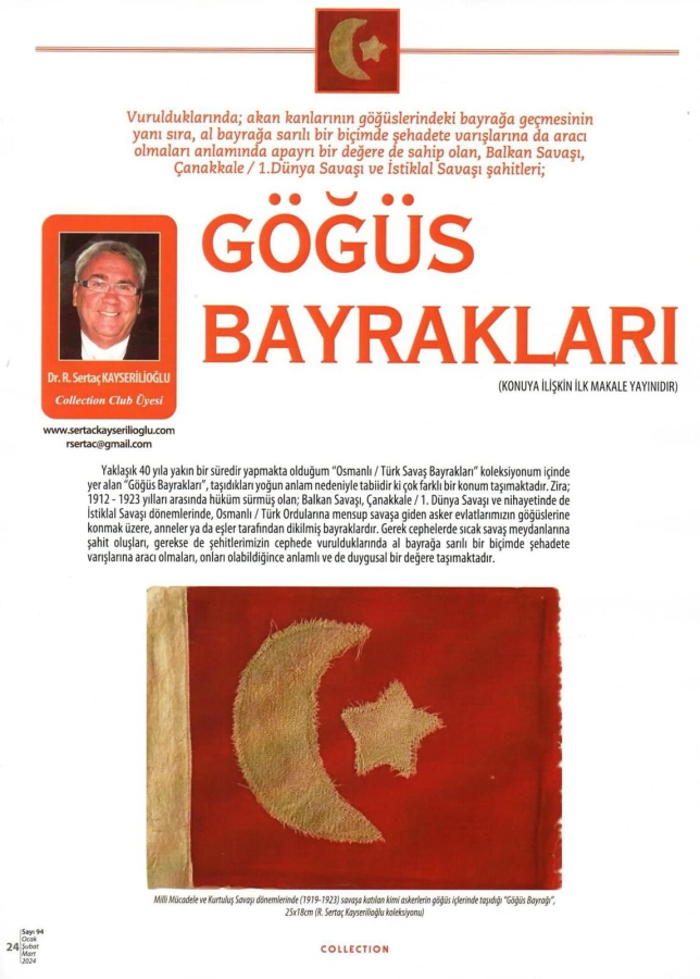 OSMANLI DÖNEMİ ÇOK NADİR GÖĞÜS BAYRAĞI