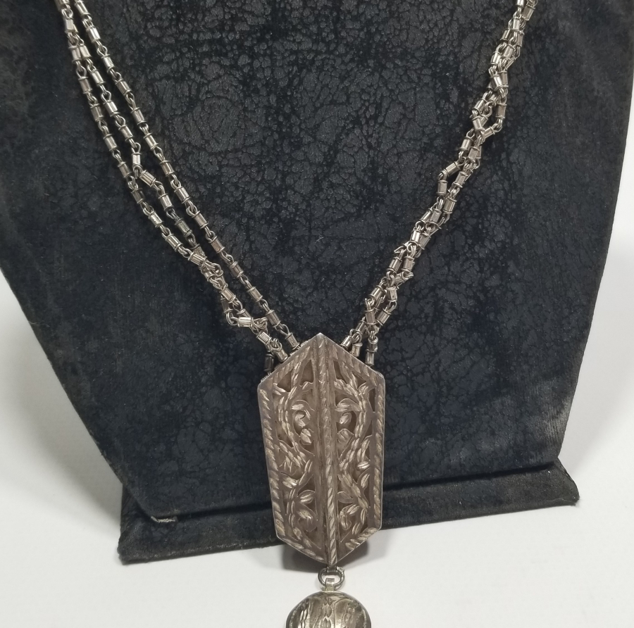 TESTERE VE KALEM İŞÇİLİKLİ OSMANLI DÖNEMİ ÖZEL YAPIM GÜMÜŞ GERDANLIK