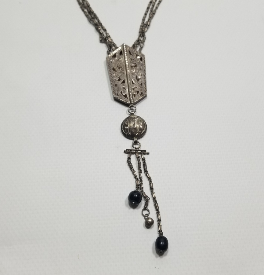 TESTERE VE KALEM İŞÇİLİKLİ OSMANLI DÖNEMİ ÖZEL YAPIM GÜMÜŞ GERDANLIK