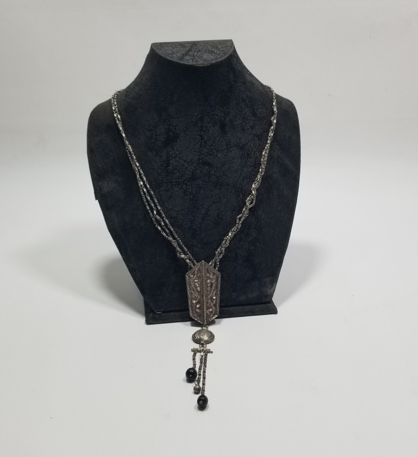 TESTERE VE KALEM İŞÇİLİKLİ OSMANLI DÖNEMİ ÖZEL YAPIM GÜMÜŞ GERDANLIK