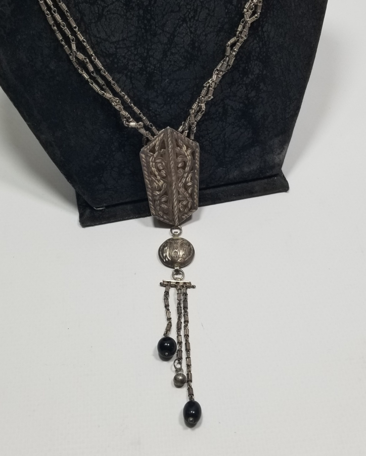 TESTERE VE KALEM İŞÇİLİKLİ OSMANLI DÖNEMİ ÖZEL YAPIM GÜMÜŞ GERDANLIK