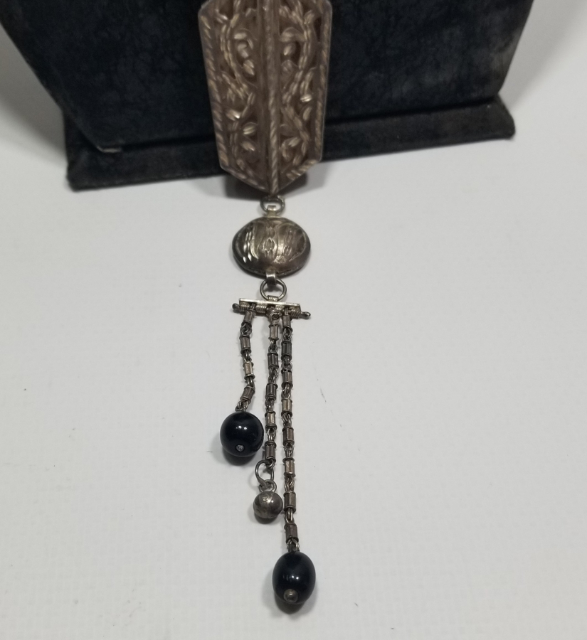 TESTERE VE KALEM İŞÇİLİKLİ OSMANLI DÖNEMİ ÖZEL YAPIM GÜMÜŞ GERDANLIK