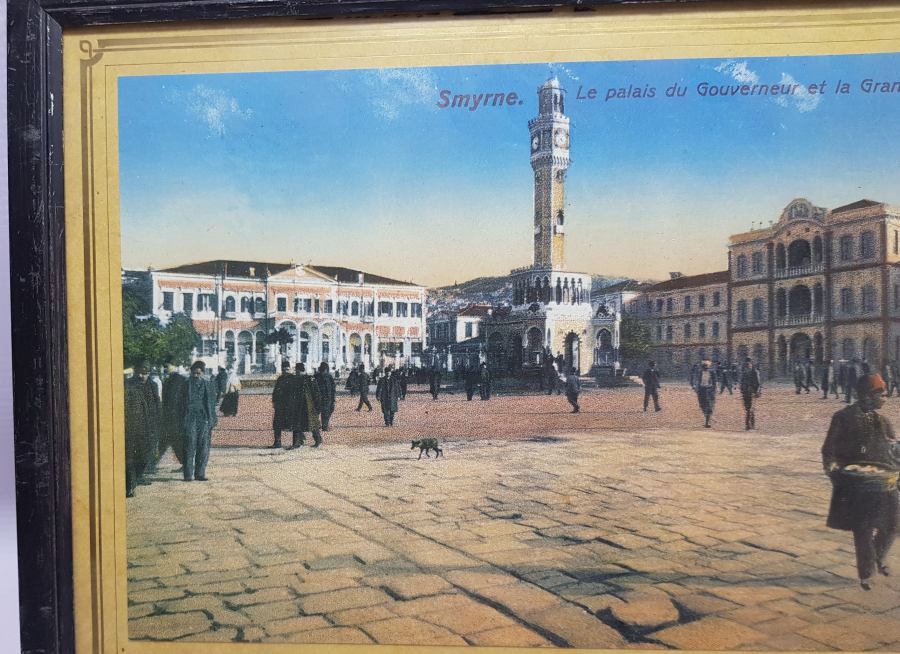 OSMANLI DÖNEMİ İZMİR KONAK SAAT KULESİ GÖRSELLİ BÜYÜK BOY KARTPOSTAL PANO