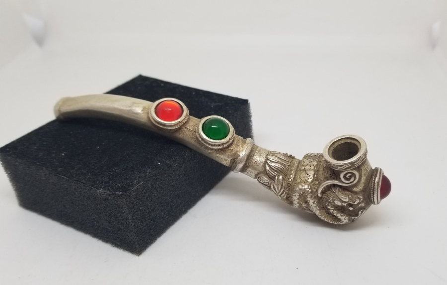 ÜZERİ DOĞAL TAŞLI VE DAMGALI NADİR TİPTE UZAKDOĞU SİGARA AĞIZLIĞI