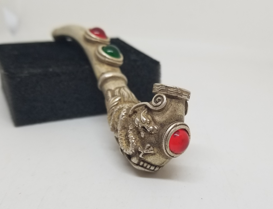 ÜZERİ DOĞAL TAŞLI VE DAMGALI NADİR TİPTE UZAKDOĞU SİGARA AĞIZLIĞI