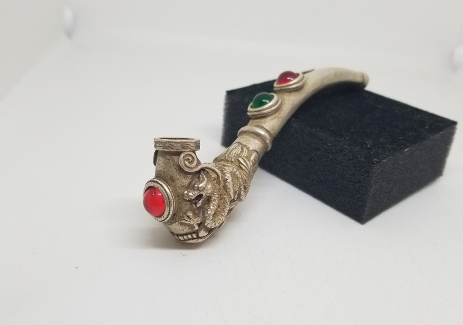 ÜZERİ DOĞAL TAŞLI VE DAMGALI NADİR TİPTE UZAKDOĞU SİGARA AĞIZLIĞI