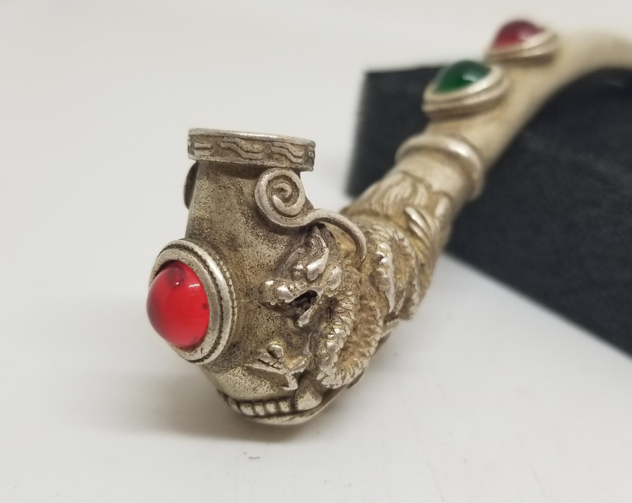 ÜZERİ DOĞAL TAŞLI VE DAMGALI NADİR TİPTE UZAKDOĞU SİGARA AĞIZLIĞI