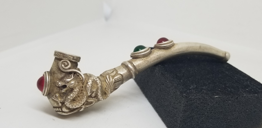 ÜZERİ DOĞAL TAŞLI VE DAMGALI NADİR TİPTE UZAKDOĞU SİGARA AĞIZLIĞI