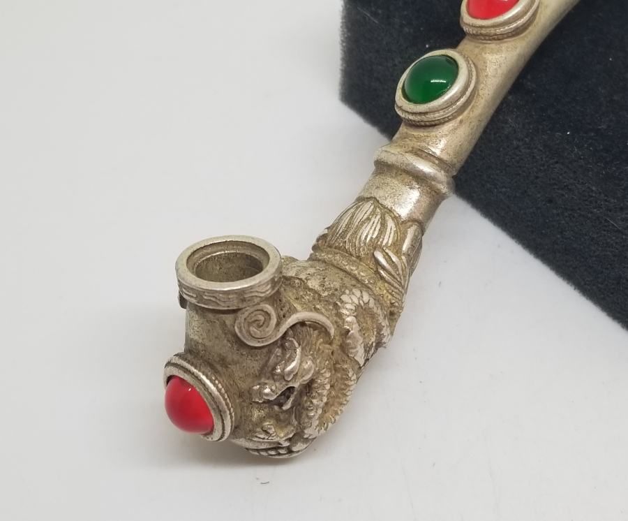 ÜZERİ DOĞAL TAŞLI VE DAMGALI NADİR TİPTE UZAKDOĞU SİGARA AĞIZLIĞI